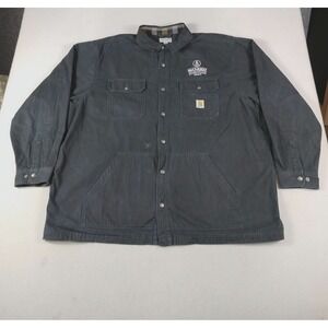 Carhartt Jacket‎ Mens 3XL Black Canvas Shirt Jac Flannel Lined Workwear Ripstop